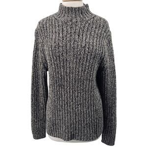 Vintage Y2k Gap Sweater Cotton Chunky Rib Knit MockNeck Long Sleeve Gray Mens M